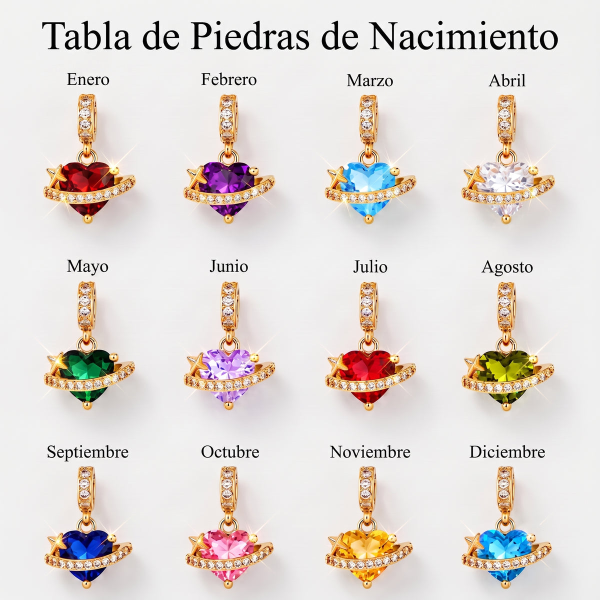 Collar Corazón con Piedra de Nacimiento e Inicial