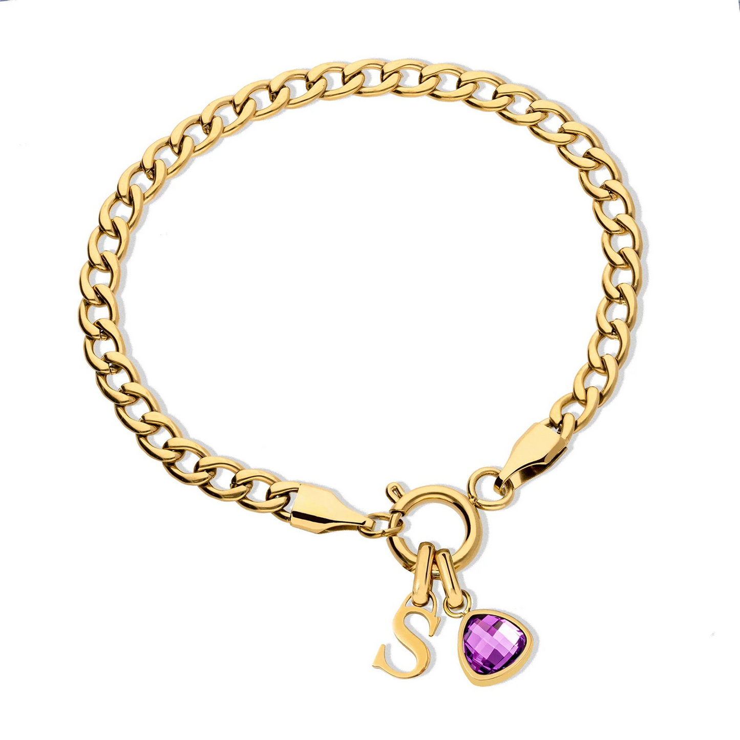 Pulsera con inicial y piedra de nacimiento