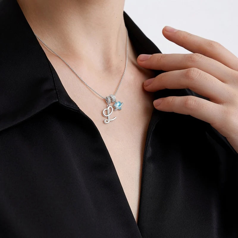 Collar Corazón con Piedra de Nacimiento e Inicial