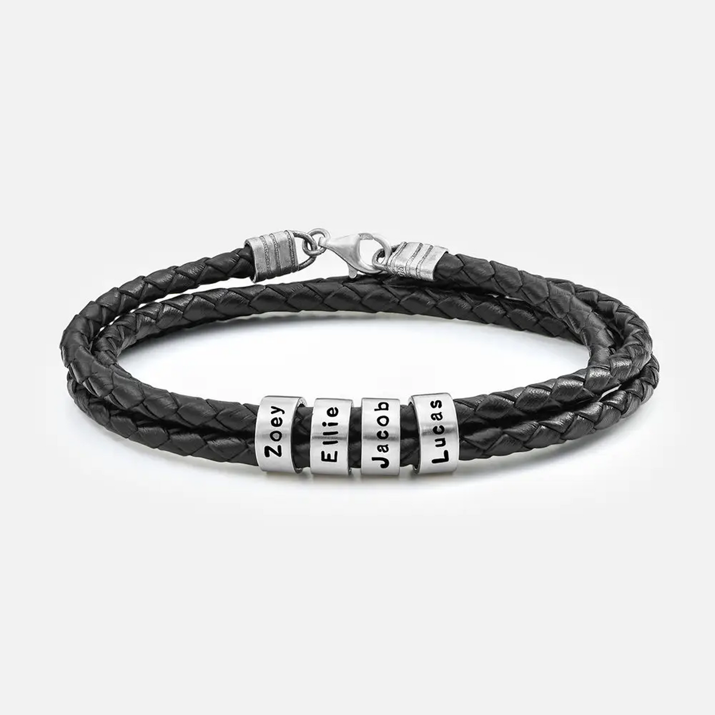 Pulsera de Cuero Trenzado con Cuentas