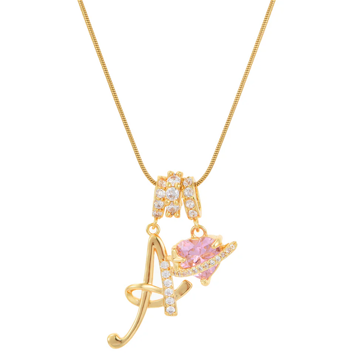 Collar Corazón con Piedra de Nacimiento e Inicial